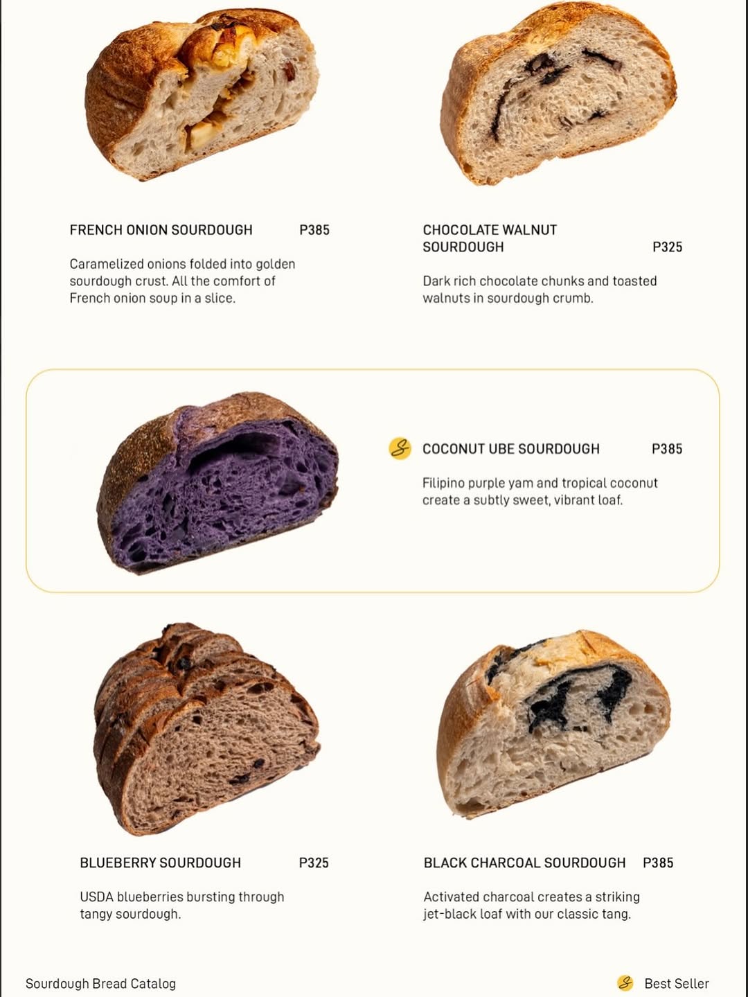 Sourdough loaves — cranberry walnut and flavored varieties